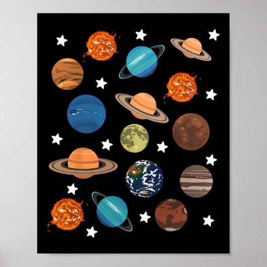 Planets Stars Moon Solar System Kostüme Halloween Poster (Vorne)