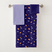 Planets stars pattern blue gray set Towel (Insitu)