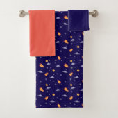 Planets stars pattern blue orange set Towel (Insitu)
