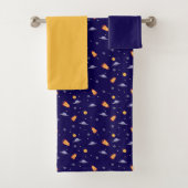 Planets stars pattern blue yellow set Towel (Insitu)