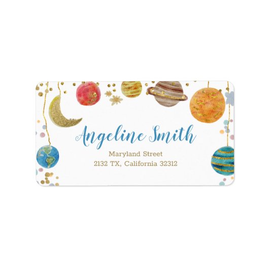 PlanetsWeltraumKinderdusche Adresse Adressaufkleber (Vorne)