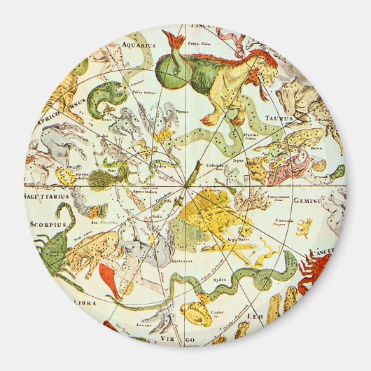 Planisphæri Coeleste 1698 - Astrologie Chart #1 Magnet (Vorne)