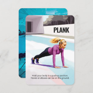 Plank-Fitness-Karte mit blauem Hintergrund Save The Date