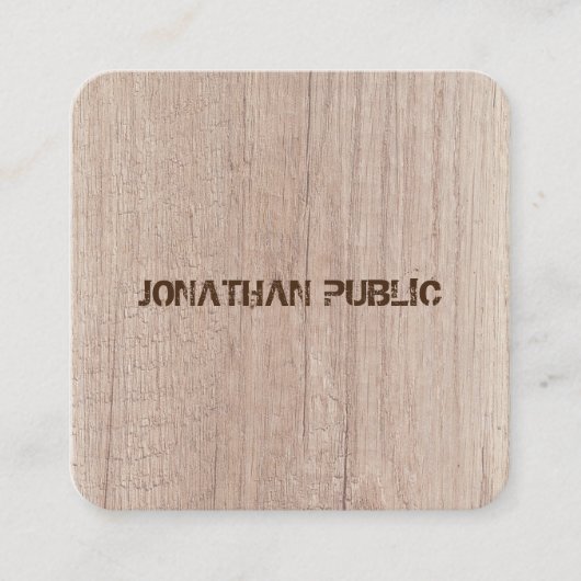 Plank-Holzplatine-Schriftzeichen gestört Quadratische Visitenkarte (Vorderseite)