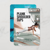 Plank Shoulder Stecht Fitness Card mit Blue Backin Save The Date (Vorne/Hinten)