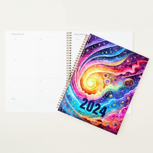 PLANNER 2024 FARBIGE ABSTRAKT GALAXY-DESIGN PLANER (Anzeige)