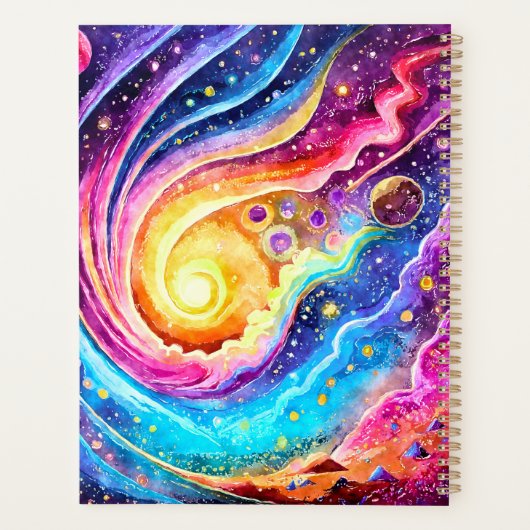 PLANNER 2024 FARBIGE ABSTRAKT GALAXY-DESIGN PLANER (Rückseite)