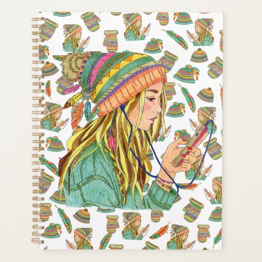 Planner Boho Hat Girl Planer (Vorderseite)