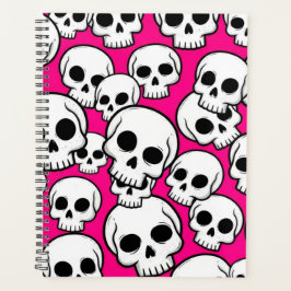 Planner mit rosa Totenkopf-Muster Planer