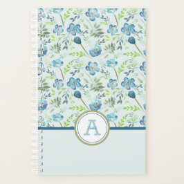 Planner Monogram Blue Green Floral Muster Planer