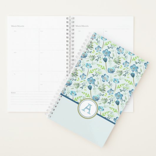 Planner Monogram Blue Green Floral Muster Planer (Anzeige)