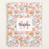 Planner Monogram Tea & Bookish Cats Pink Planer (Vorderseite)