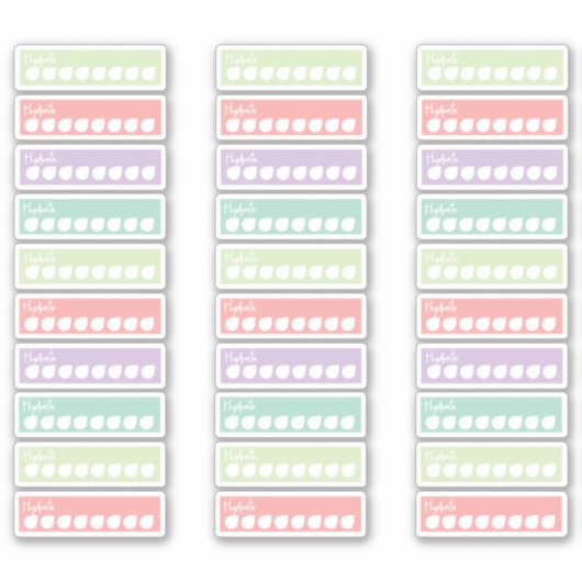 Planner Stickers Hydrate Tracker Pastell Rainbow Aufkleber (Vorderseite)