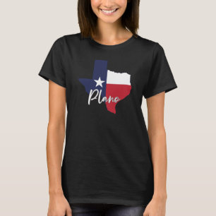 Plano, Texas Flag Map Damen Schwarz T-Shirt