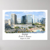 Plano Texas Poster, Aquarell, Maßgeschneidert Poster (Vorne)