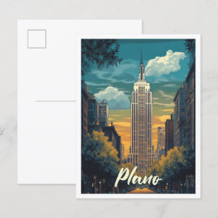 Plano Texas USA Art Vintage Travel Illustration Postkarte