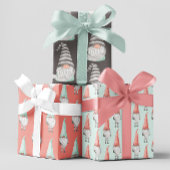 Planpapier aus Gnome, flach, Set von 3 Geschenkpapier Set