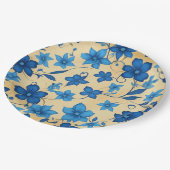 Planpapierplatte für blaue Blume Pappteller (Schrägansicht)