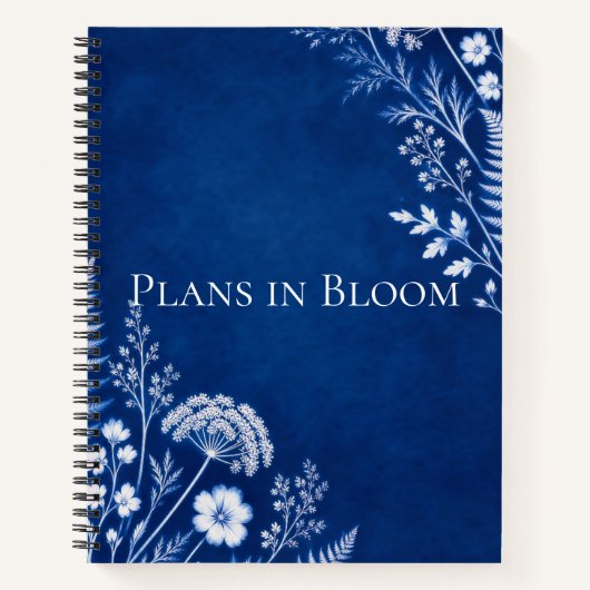 Plans in Bloom Blaue Botanische Notizbuch (Vorderseite)