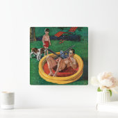 Planschbecken Quadratische Wanduhr (Zuhause)