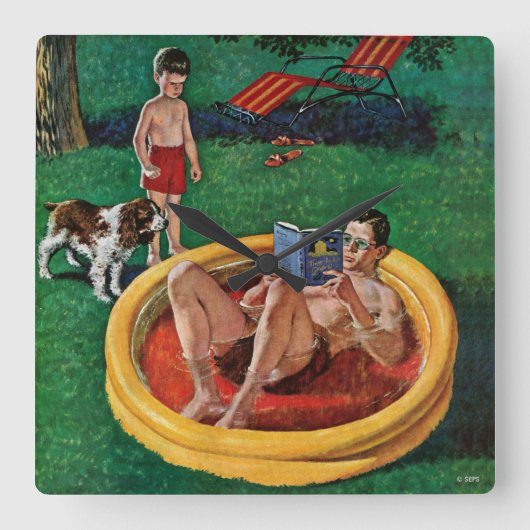 Planschbecken Quadratische Wanduhr (Vorderseite)