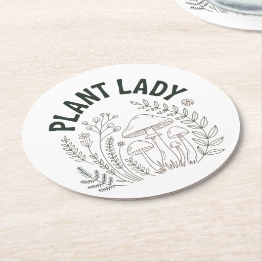 Plant lady runder pappuntersetzer (Angewinkelt)