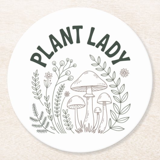 Plant lady runder pappuntersetzer (Vorderseite)
