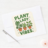 Plant lady vibes Adorable Greenery Quadratischer Aufkleber (Umschlag)