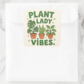 Plant lady vibes Adorable Greenery Quadratischer Aufkleber (Tasche)