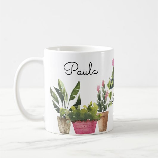 Plant Lover Watercolor Plant Art Coffee Mug Kaffeetasse (Links)