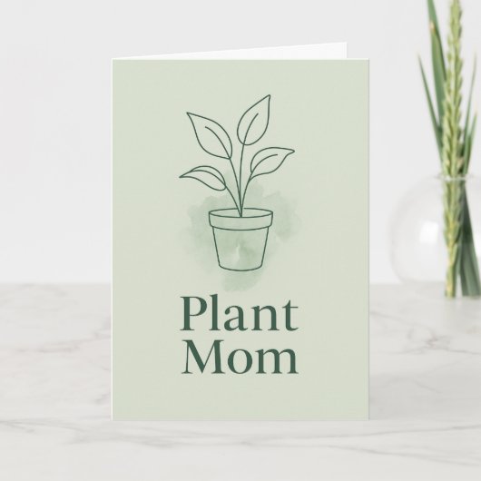 Plant Mom Greeting Card – Minimal Line Art Botanic Karte (Vorderseite)