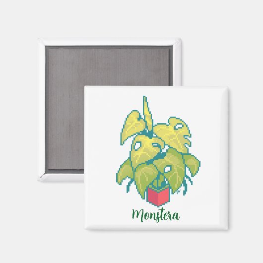 Plant monstera pixelart, Pixel Art Magnet (Vorderseite/Rückseite)