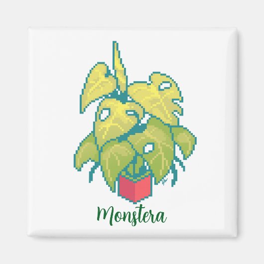 Plant monstera pixelart, Pixel Art Magnet (Vorne)