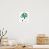 Plant more trees - watercolour tree green poster (Küche)