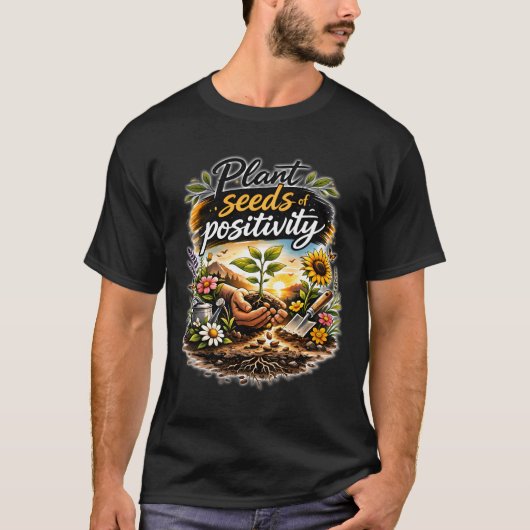 Plant Seeds of Positivity Mountain Sunset Art. T-Shirt (Vorderseite)