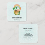 Planter mit Regenbogen und Klee Quadratische Visitenkarte (Vorne/Hinten)