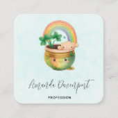 Planter mit Regenbogen und Klee Quadratische Visitenkarte (Vorderseite)