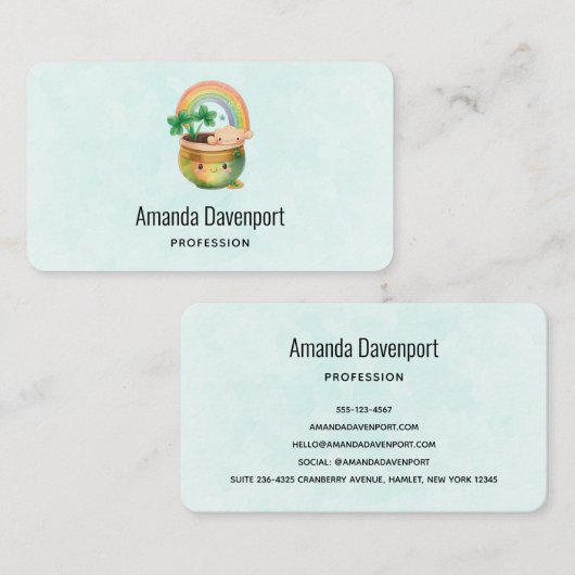 Planter mit Regenbogen und Klee Visitenkarte (Vorne/Hinten)