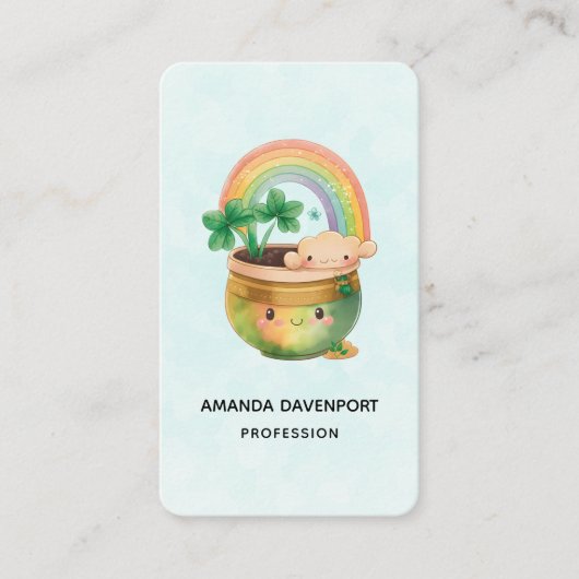 Planter mit Regenbogen und Klee Visitenkarte (Vorderseite)