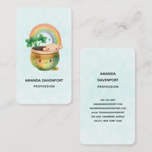 Planter mit Regenbogen und Klee Visitenkarte (Vorne/Hinten)