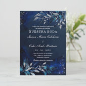 Plantilla de boda azul y blanca einladung (Stehend Vorderseite)