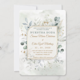Plantilla de Paquete de Boda en oro y Verde Einladung
