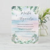 Plantillas de boda tropicales en acuarela einladung (Stehend Vorderseite)