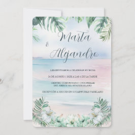 Plantillas de boda tropicales en acuarela einladung