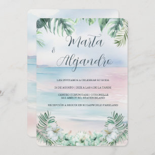 Plantillas de boda tropicales en acuarela einladung