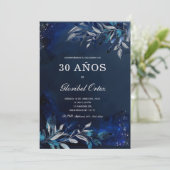 Plantillas de cumpleaños azul real y plata einladung (Stehend Vorderseite)