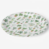 Plantita House Pflanze und Pots Muster Pappteller (Schrägansicht)