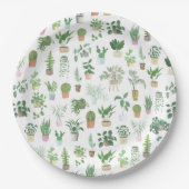 Plantita House Pflanze und Pots Muster Pappteller (Vorderseite)