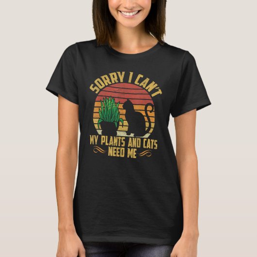 Plants And Cat Gardener Gardening T-Shirt (Vorderseite)
