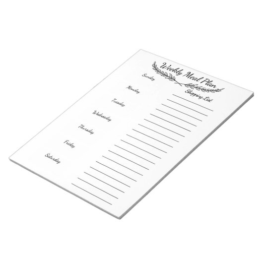 Planung der Mahlzeiten Notizblock (angewinkelt)